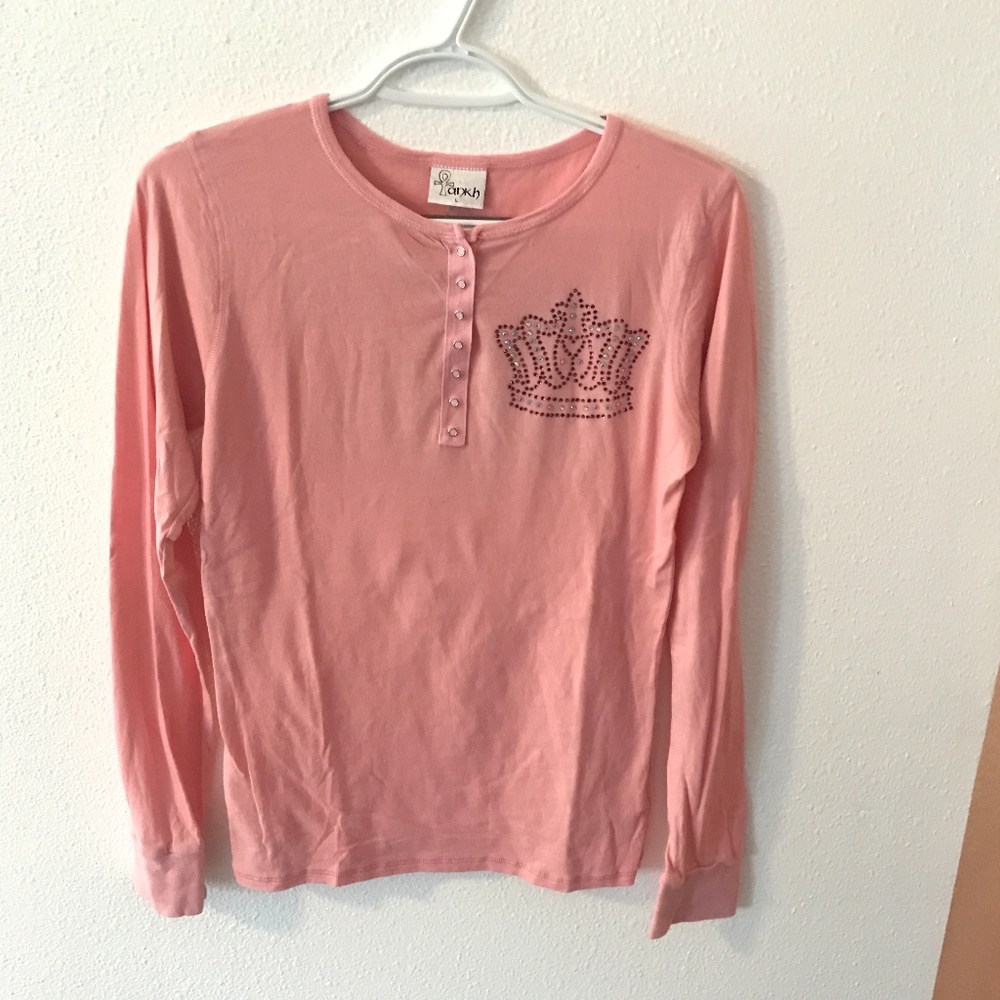 ANKH long sleeve pink henley tee